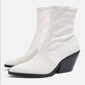 Topshop western white leather ankle boots 11